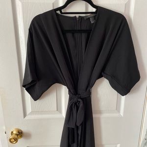 Sexy deep v jumper with adjustable tie around the waist